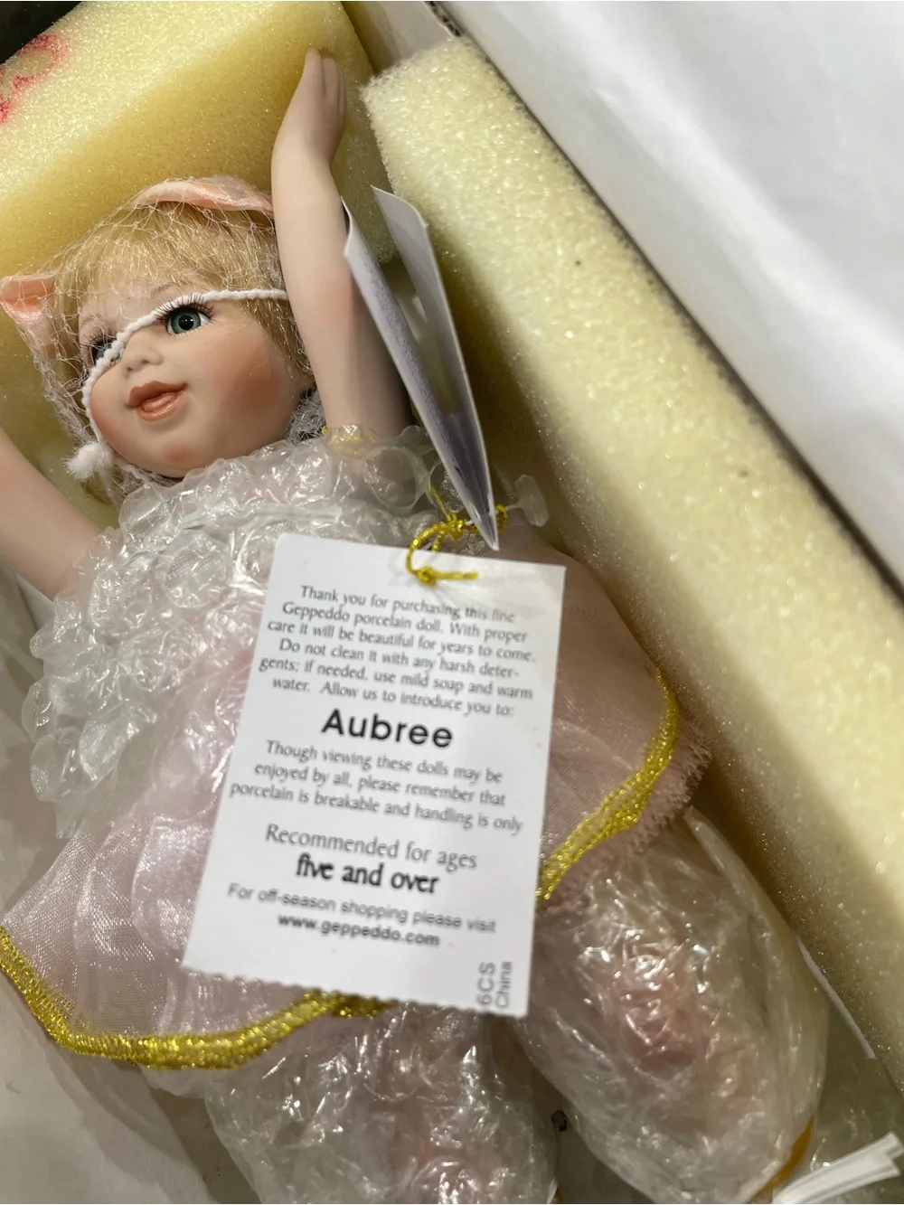 Vintage geppeddeo porcelain doll aubree ballerina NIB w/certificate handcrafted